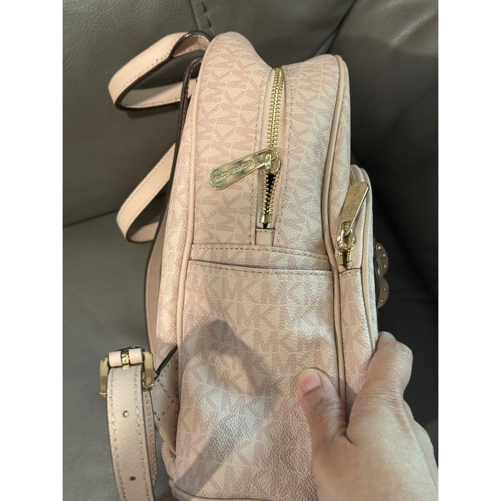 Michael Kors Abbey Pink Signature 3D Floral Applique Backpack Gold Hardware - Picture 5 of 9